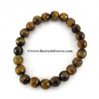 Tiger Eye Agate Faceted Round Beads Bracelet